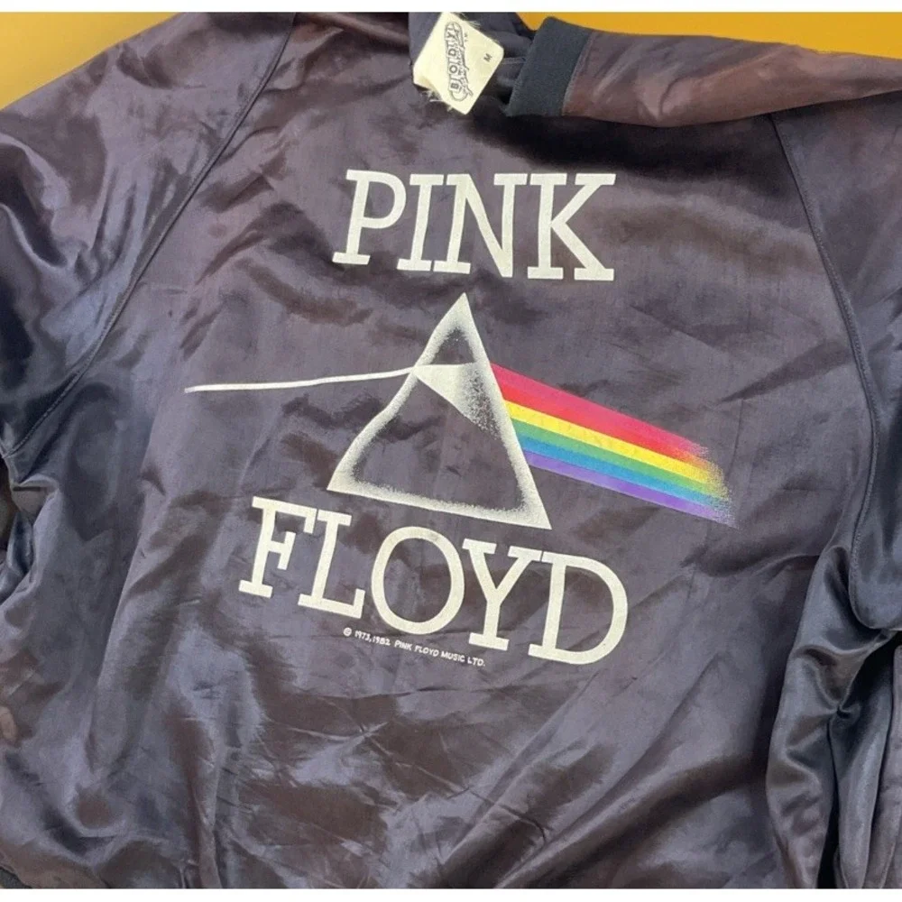 Vintage Pink Floyd Jacket Satin Bomber‎ Snap 80s Body Language Sz M Made In USA